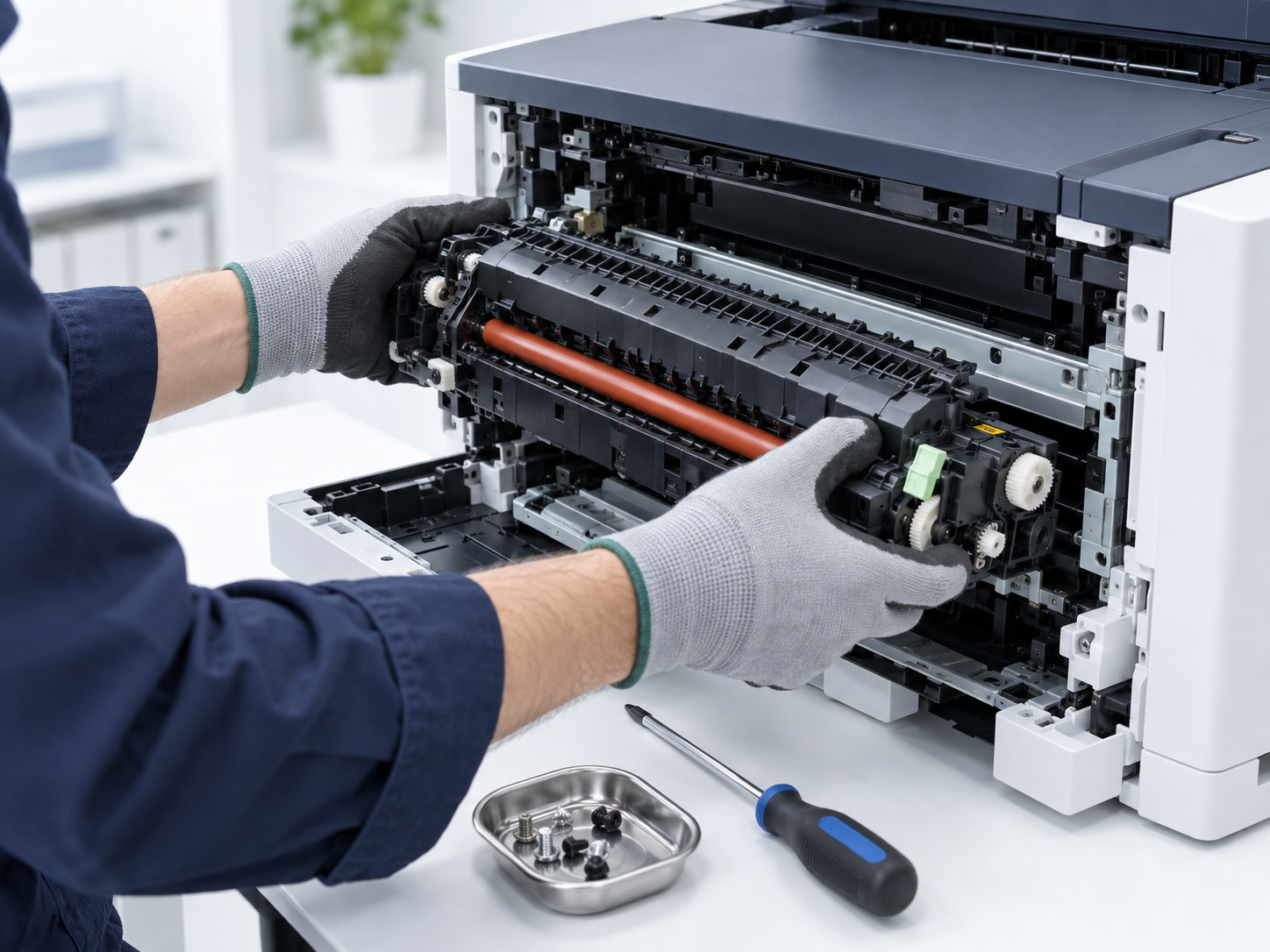 Printer maintenance and fuser replacement by a qualified technician