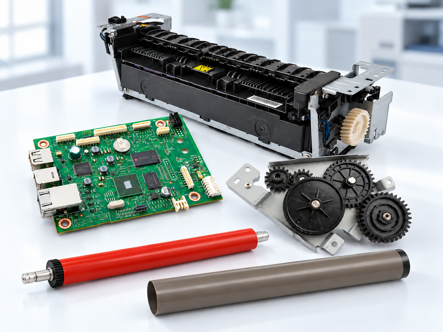 Printer spare parts including fuser, formatter, gears, roller and film sleeve
